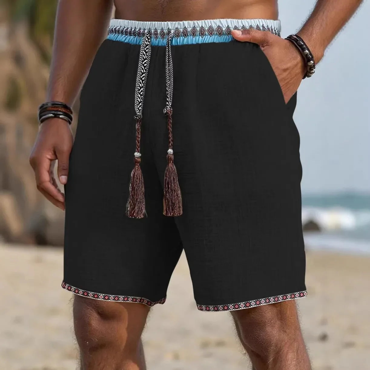 Rocky | Shorts Herren Relaxed Fit Freizeit Leinenoptik sommerlich