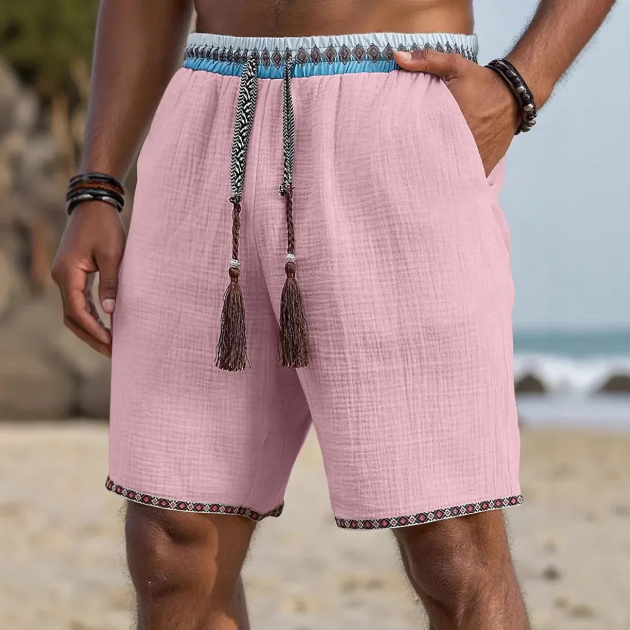Rocky | Shorts Herren Relaxed Fit Freizeit Leinenoptik sommerlich
