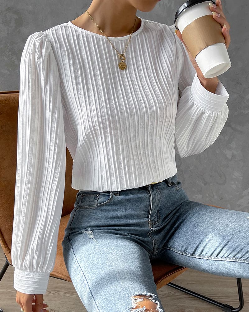 Damen Bluse Regular Fit mit Lanternärmeln Freizeit Sommer