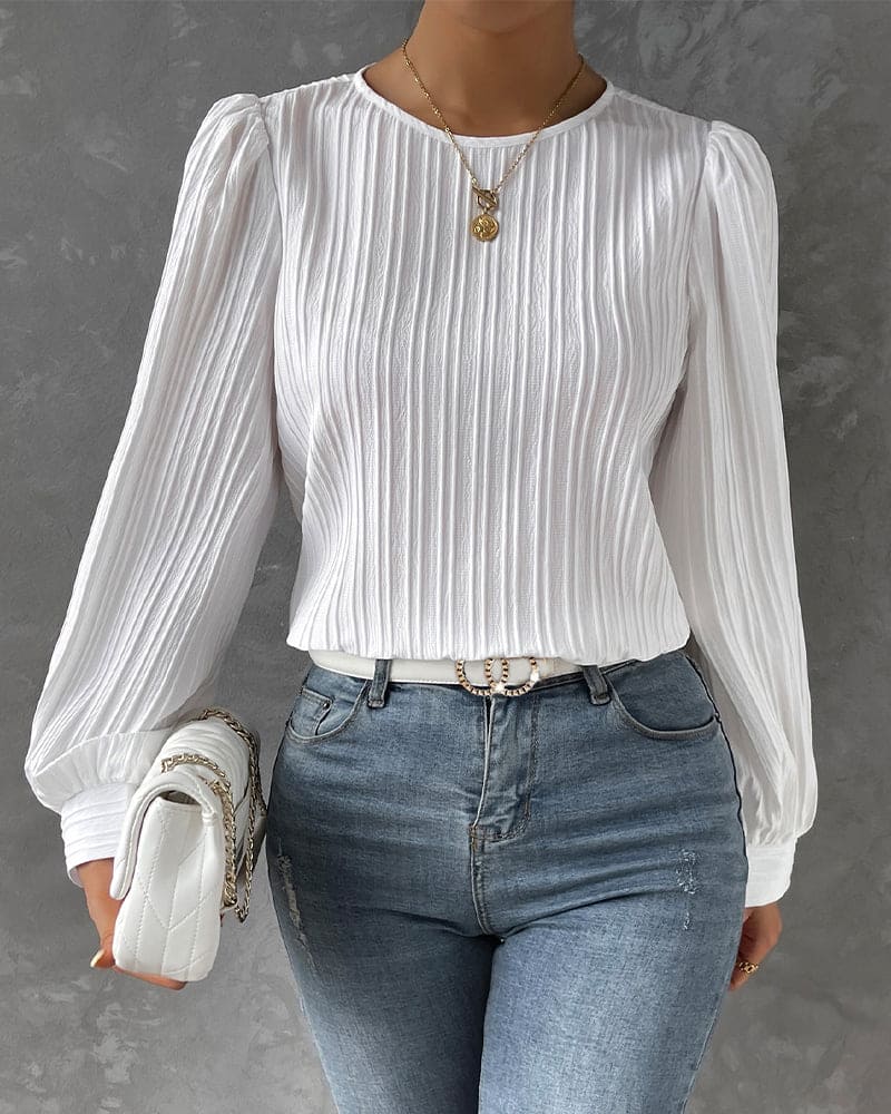 Damen Bluse Regular Fit mit Lanternärmeln Freizeit Sommer