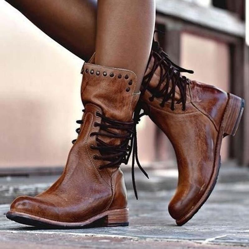 Damen Cowboystiefel Hoch Western Stil Freizeit