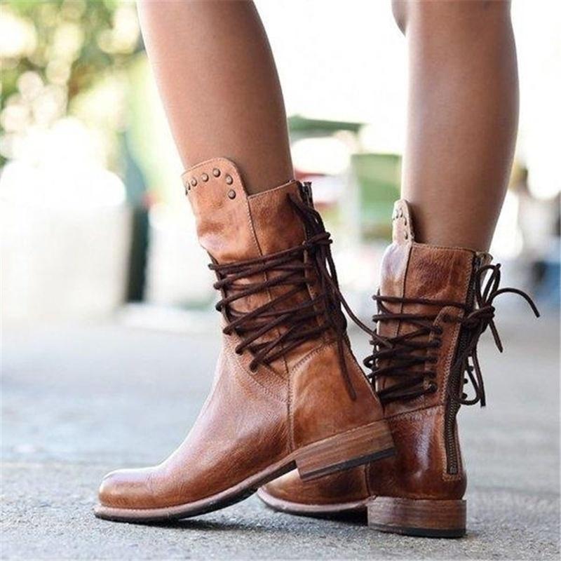 Damen Cowboystiefel Hoch Western Stil Freizeit