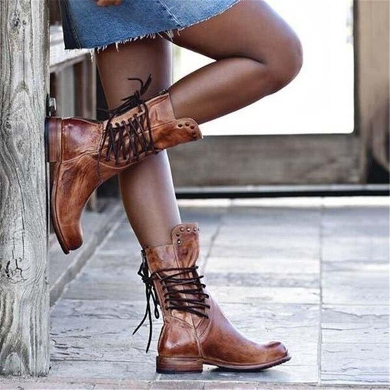 Damen Cowboystiefel Hoch Western Stil Freizeit