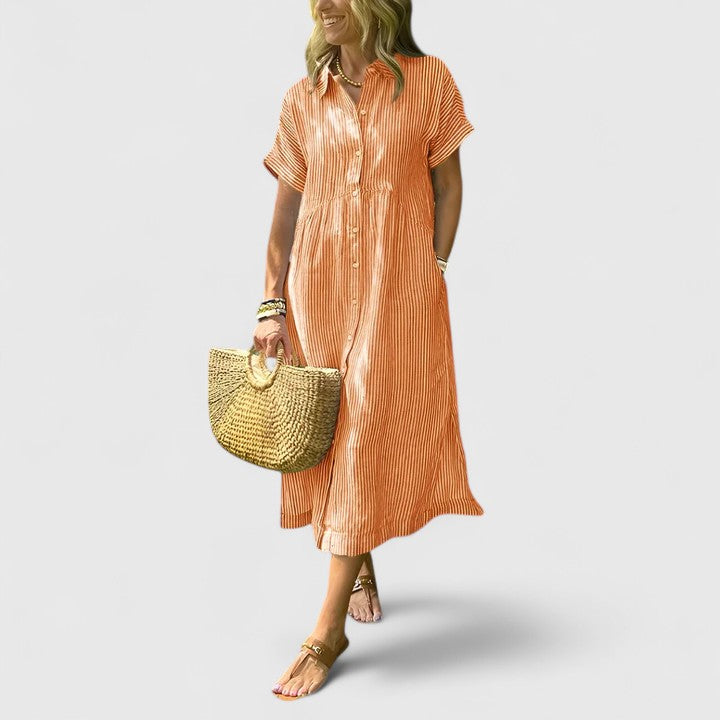 Damen Kleid Regular Fit Freizeit mit Streifenmuster
