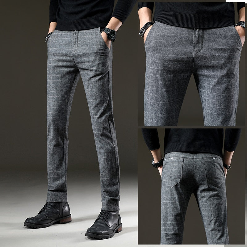Herren Slim Fit Karohose Business Elegant
