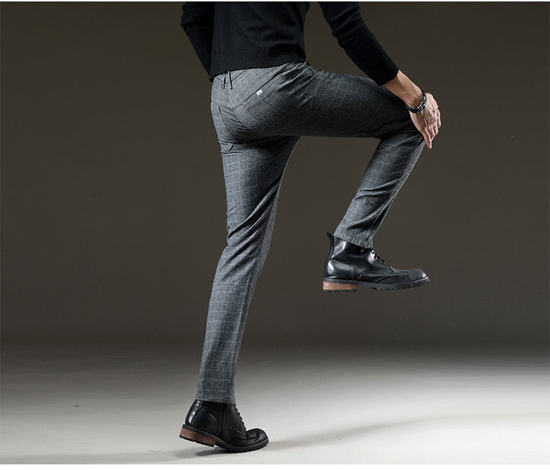 Herren Slim Fit Karohose Business Elegant