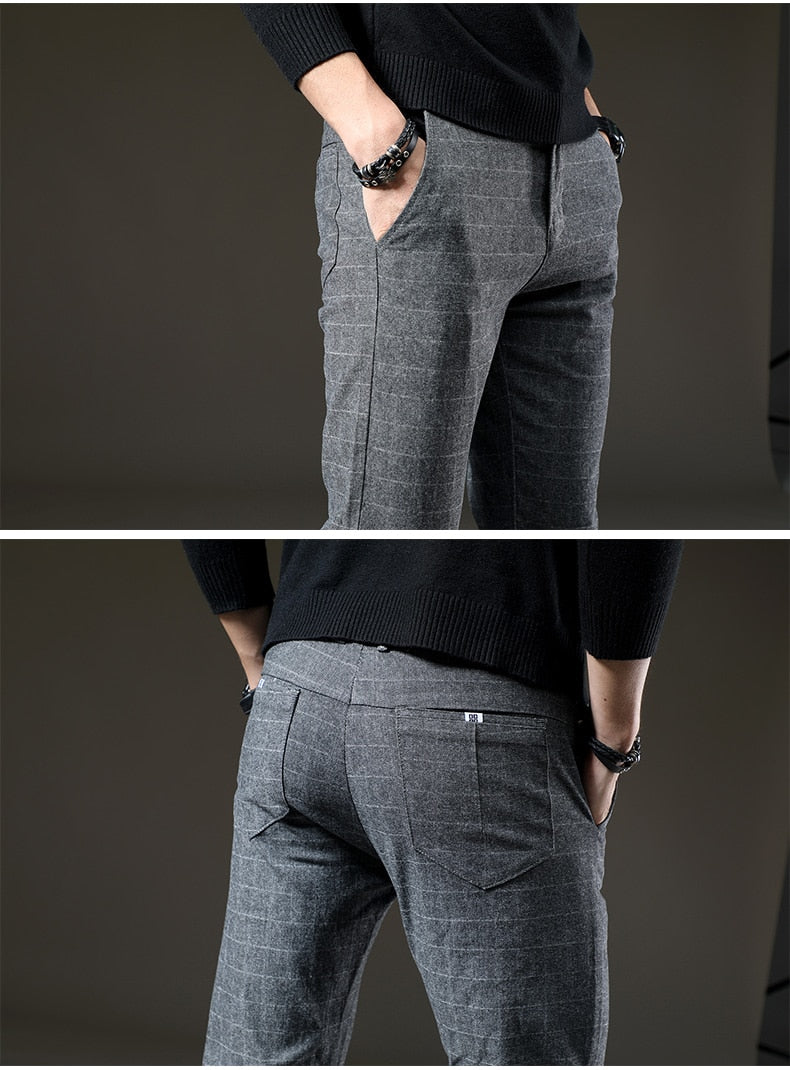 Herren Slim Fit Karohose Business Elegant