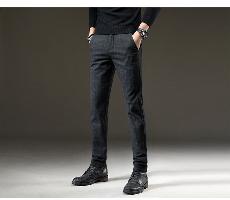 Herren Slim Fit Karohose Business Elegant