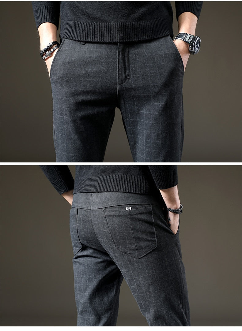 Herren Slim Fit Karohose Business Elegant