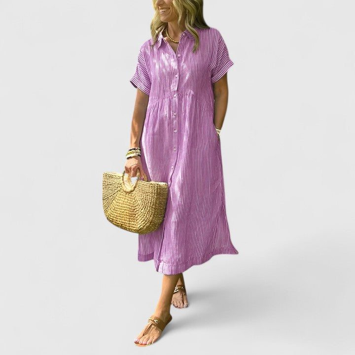 Damen Kleid Regular Fit Freizeit mit Streifenmuster