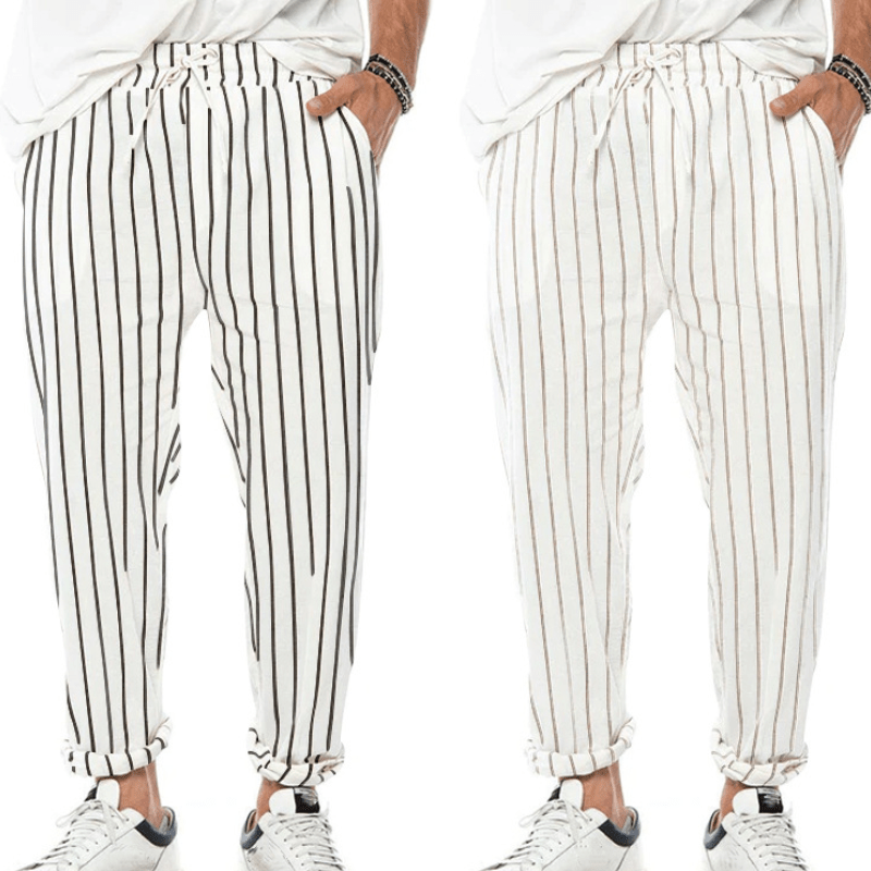 Lässige Herrenhose mit Kordelzug und Streifenmuster für Freizeitaktivitäten
