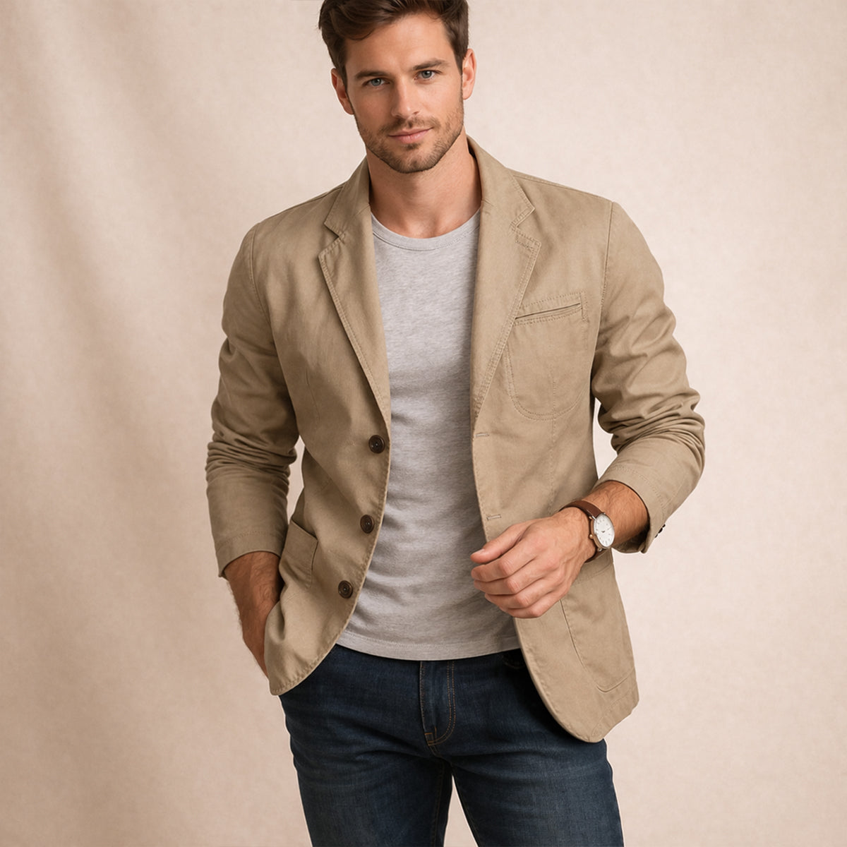 Herren Slim Fit Blazer Freizeit Business Casual