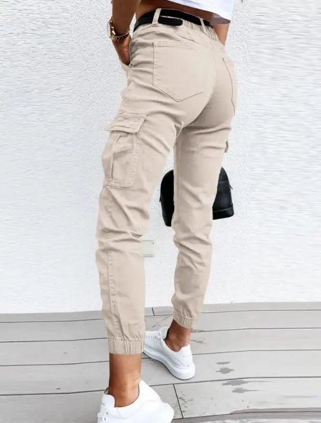 Damen Cargo-Hose Slim Fit Freizeit hohe Taille