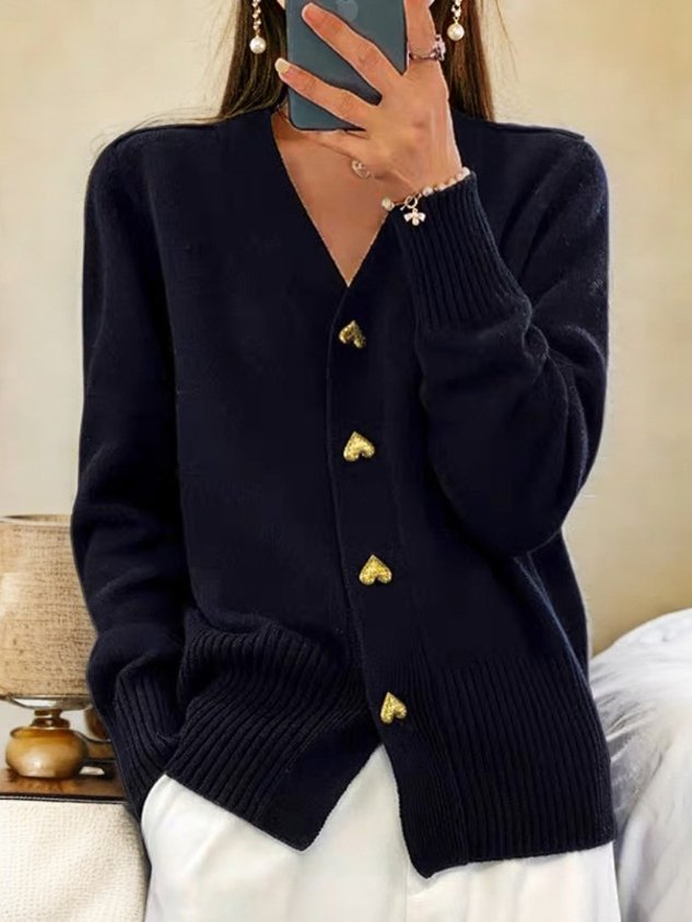 Damen Woll-Cardigan Regular Fit Freizeit Winter Warm