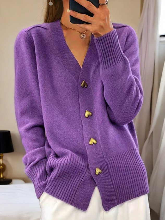 Damen Woll-Cardigan Regular Fit Freizeit Winter Warm