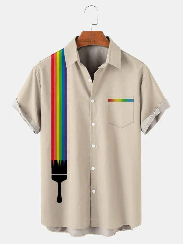 Jakob | Herren Kurzarmhemd Relaxed Fit Sommer Retro-Streifen Freizeit