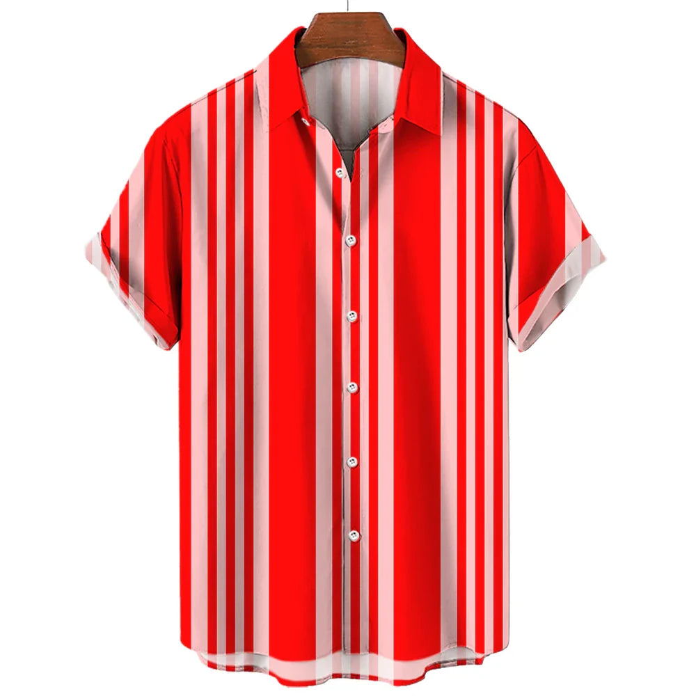 Jakob | Herren Kurzarmhemd Relaxed Fit Sommer Retro-Streifen Freizeit