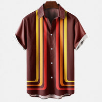 Jakob | Herren Kurzarmhemd Relaxed Fit Sommer Retro-Streifen Freizeit