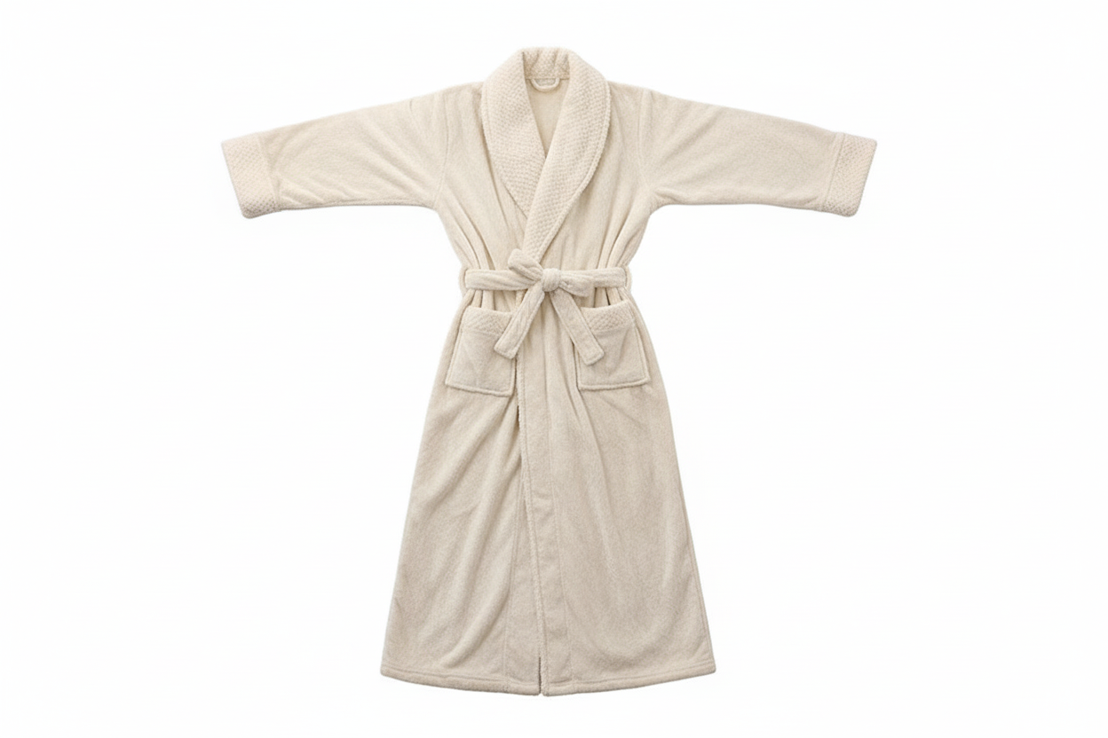 Unisex Bademantel Regular Fit Freizeit mit Gürtel und Schalkragen