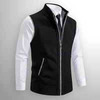 Herren Strickweste Regular Fit Business Freizeit mit Reißverschluss und Stehkragen