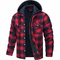 Herren Steppjacke Karomuster Regular Fit Freizeit mit Kapuze