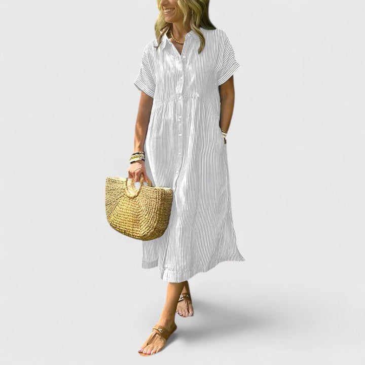 Damen Kleid Regular Fit Freizeit mit Streifenmuster