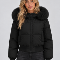 Damen Steppjacke Regular Fit Freizeit mit Kunstfellkragen