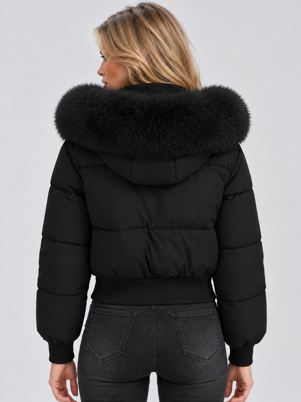 Damen Steppjacke Regular Fit Freizeit mit Kunstfellkragen