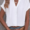 Damen Bluse Regular Fit Casual mit Knopfleiste und V-Ausschnitt