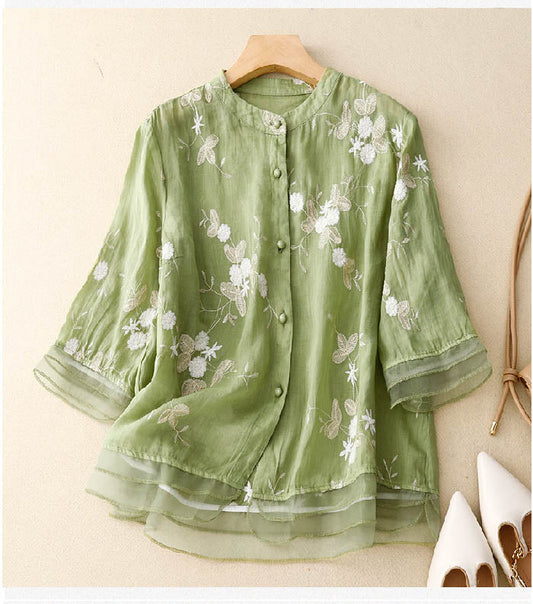 Damen Bluse Regular Fit Casual mit floralem Muster