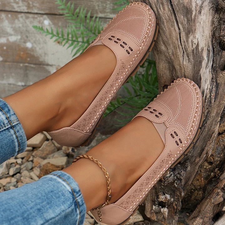 Damen Ballerinas Slip-On Freizeit mit Fußgewölbeunterstützung