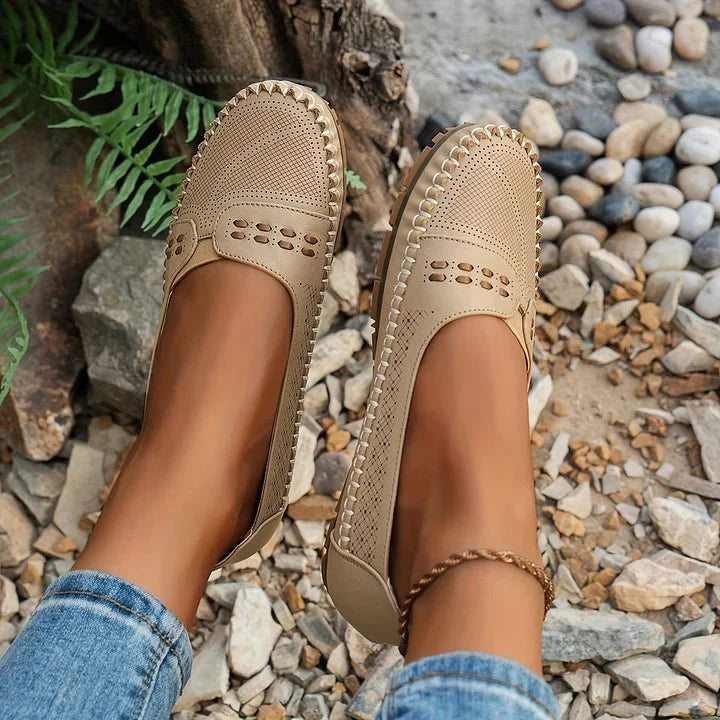 Damen Ballerinas Slip-On Freizeit mit Fußgewölbeunterstützung