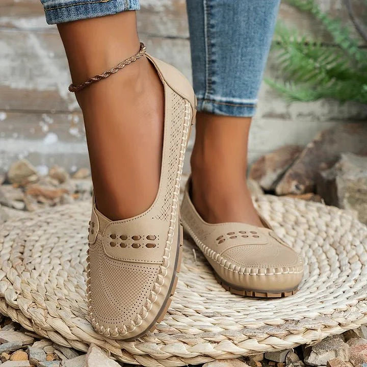 Damen Ballerinas Slip-On Freizeit mit Fußgewölbeunterstützung