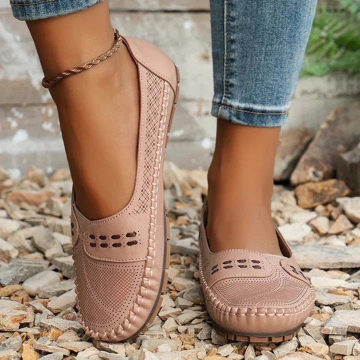 Damen Ballerinas Slip-On Freizeit mit Fußgewölbeunterstützung