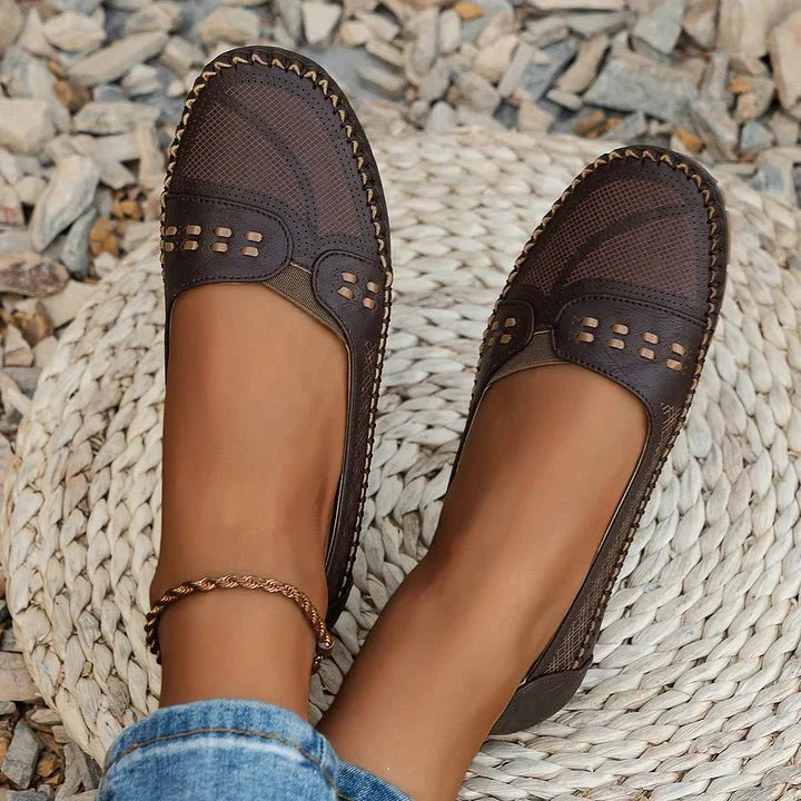 Damen Ballerinas Slip-On Freizeit mit Fußgewölbeunterstützung