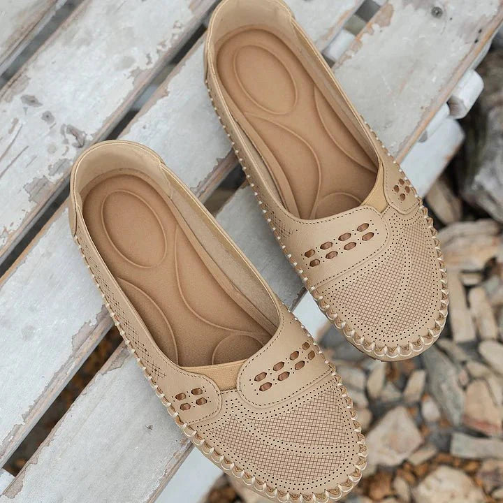 Damen Ballerinas Slip-On Freizeit mit Fußgewölbeunterstützung