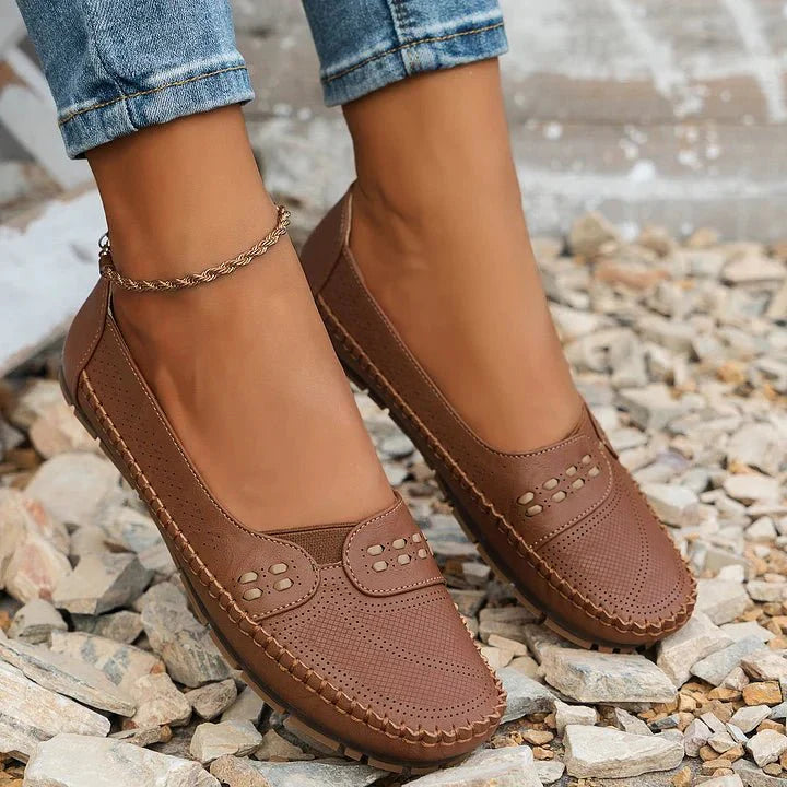 Damen Ballerinas Slip-On Freizeit mit Fußgewölbeunterstützung