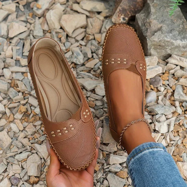 Damen Ballerinas Slip-On Freizeit mit Fußgewölbeunterstützung