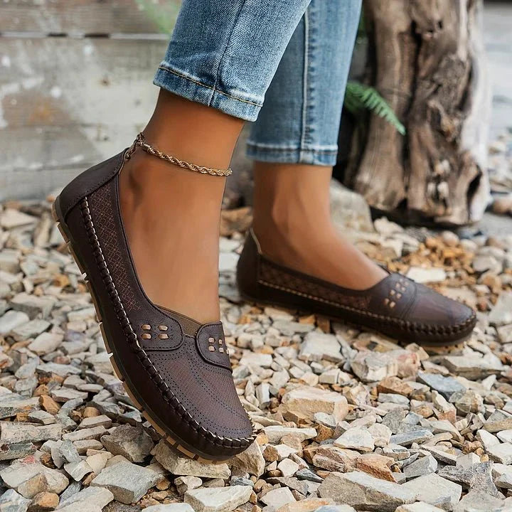Damen Ballerinas Slip-On Freizeit mit Fußgewölbeunterstützung