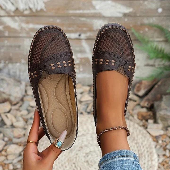 Damen Ballerinas Slip-On Freizeit mit Fußgewölbeunterstützung