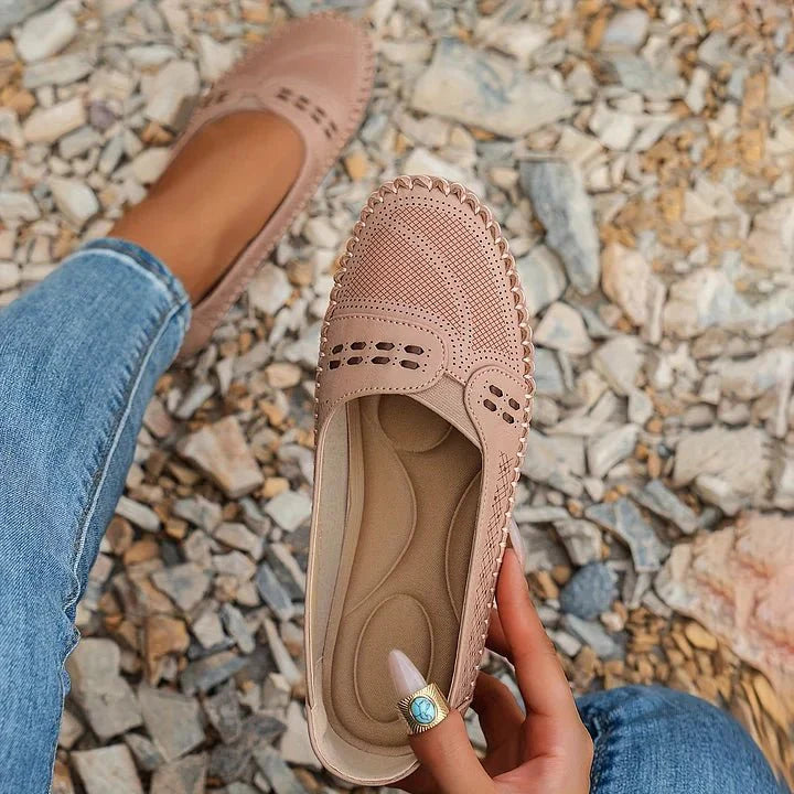 Damen Ballerinas Slip-On Freizeit mit Fußgewölbeunterstützung