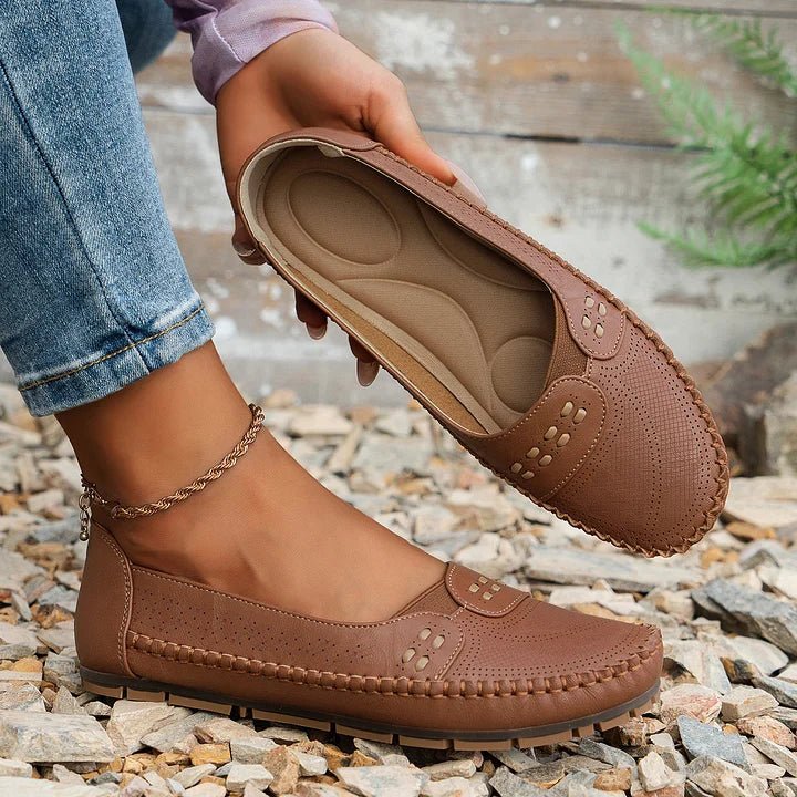 Damen Ballerinas Slip-On Freizeit mit Fußgewölbeunterstützung