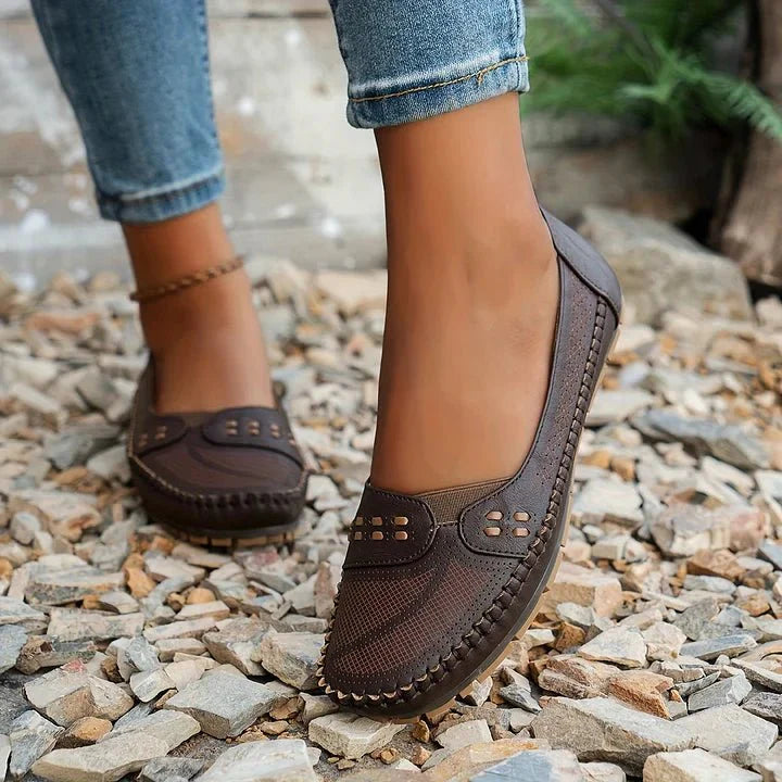 Damen Ballerinas Slip-On Freizeit mit Fußgewölbeunterstützung