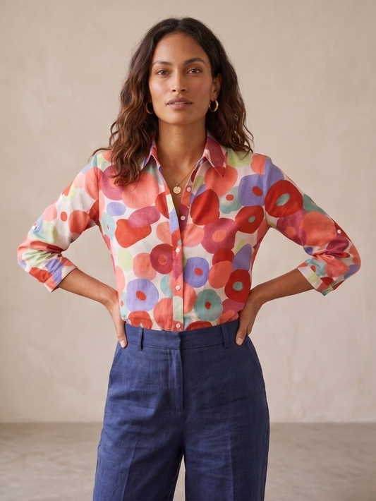 Damen Bluse Relaxed Fit Freizeit Floral Muster