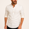 Herren Sommerhemd Regular Fit Freizeit Langarm Stehkragen