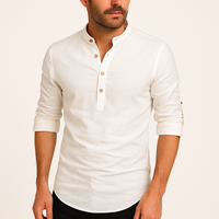 Herren Sommerhemd Regular Fit Freizeit Langarm Stehkragen